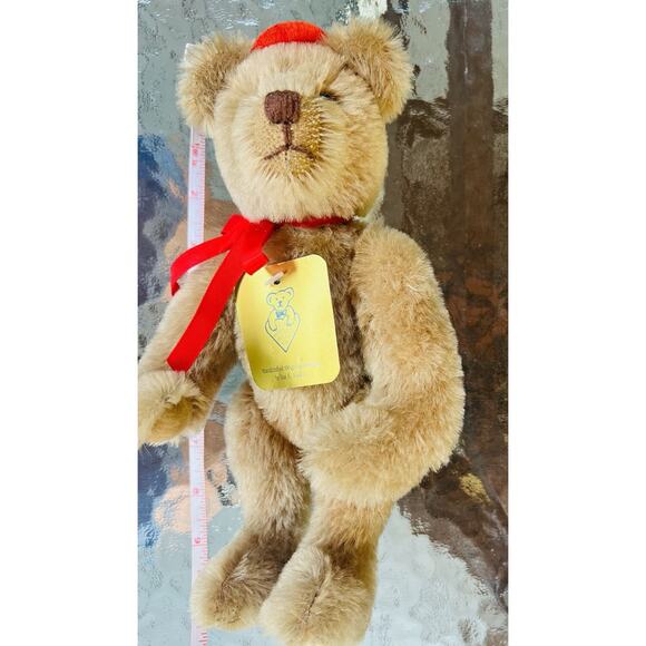 Casey Bear From “Casey and Quackers" by Sue Foskey Mohair Jointed 7.5” Hat 1988 - Picture 6 of 7